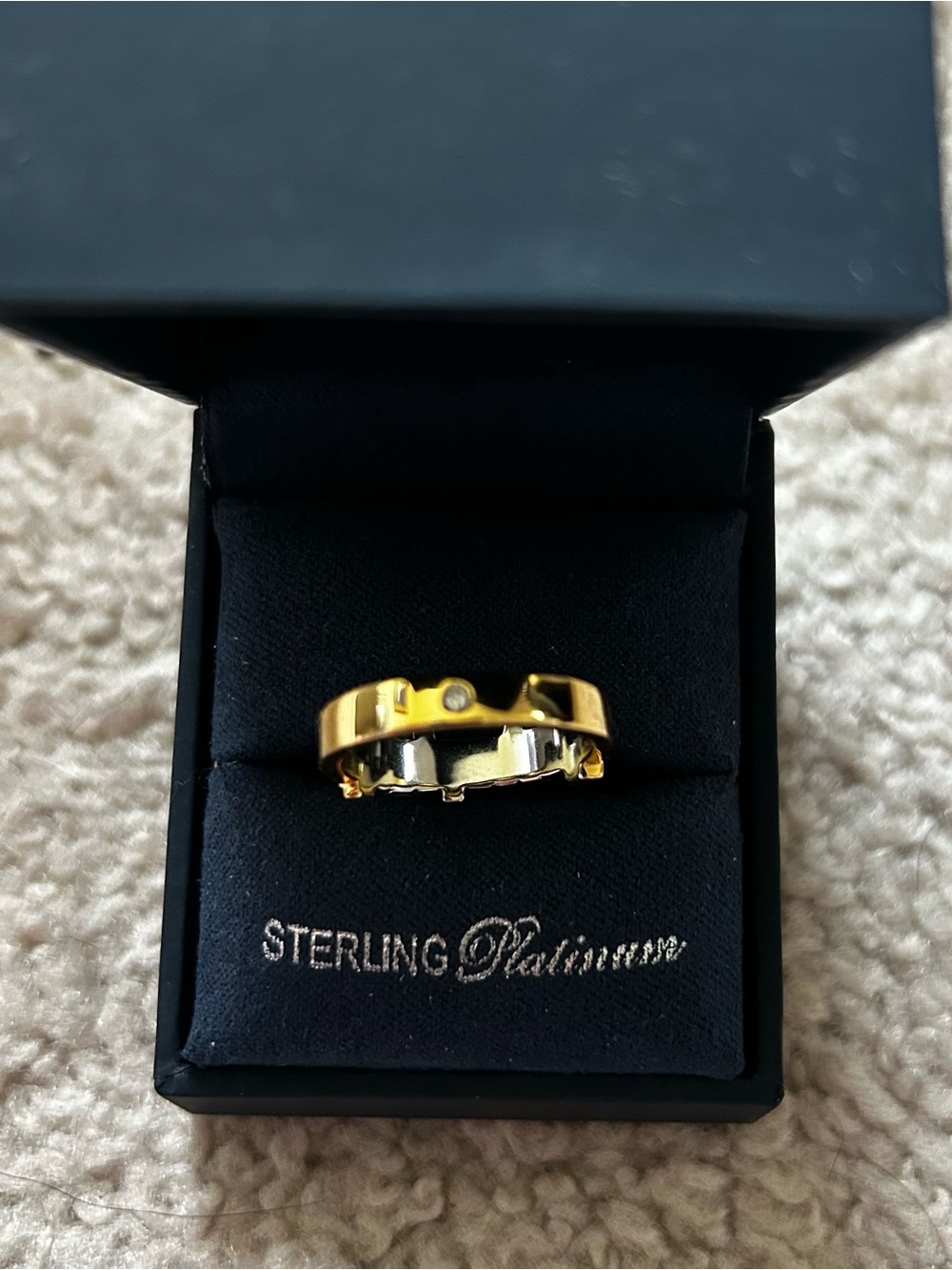 CRISLU Disney Sterling Platinum Gold Ring Disneyland Marquee New Size 7 - Picture 4 of 4